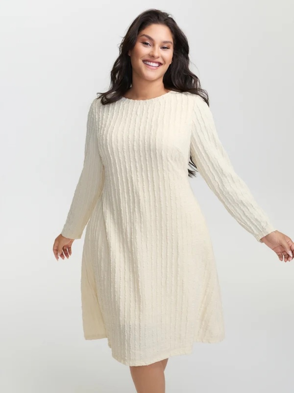 BloomChic Textured Waist-Tie Stretchy Midi Dress 3XL